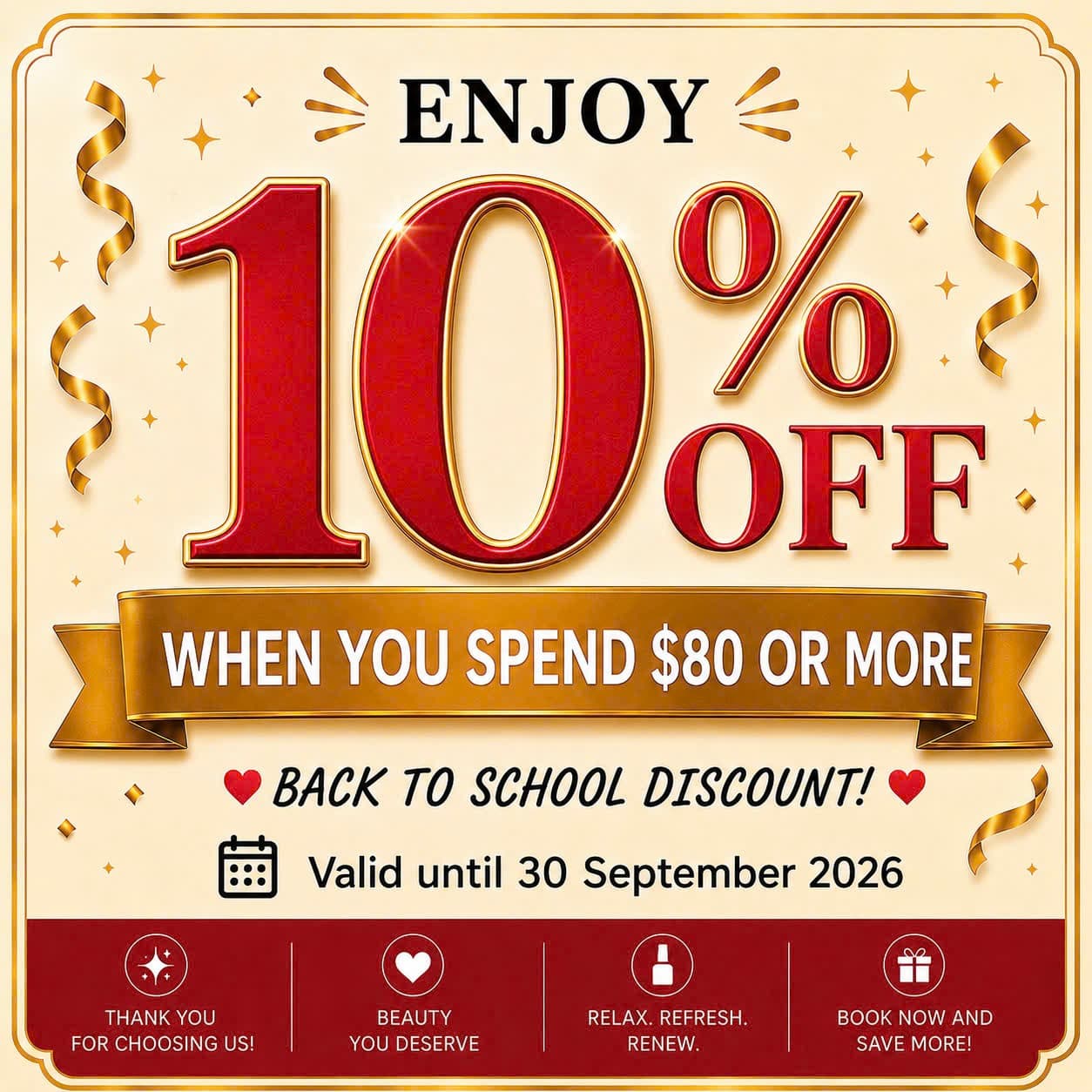 Back to school - 10% off $80+