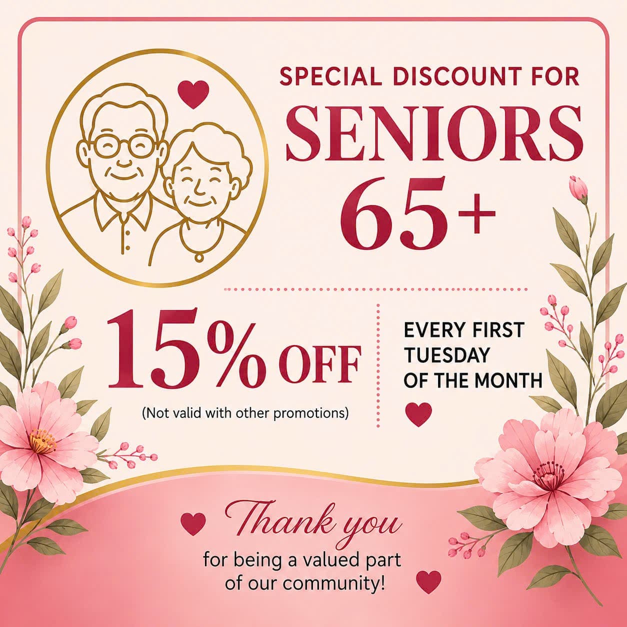 Seniors 65+ discount